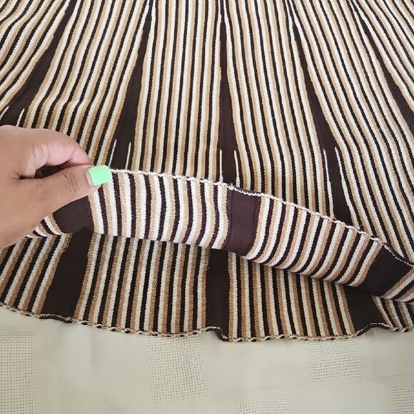 Tan and Brown Pleated Midi A-Line Skirt - Picture 16 of 16